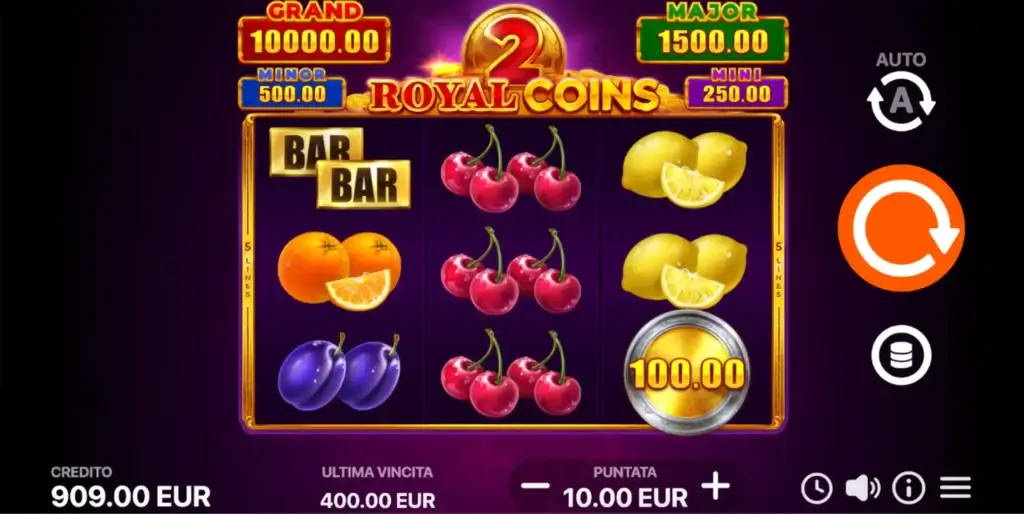 Giro dei rulli: slot Royal Coins 2 Hold and Win