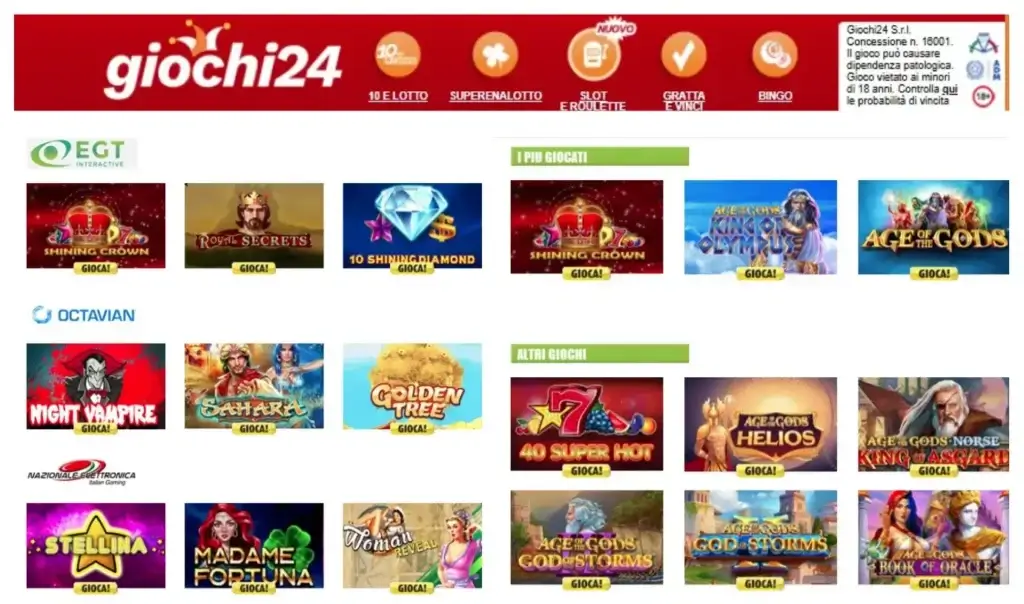 Slot machine online sul casinò digitale Giochi24