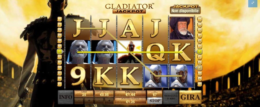 Vincita su Gladiator Jackpot
