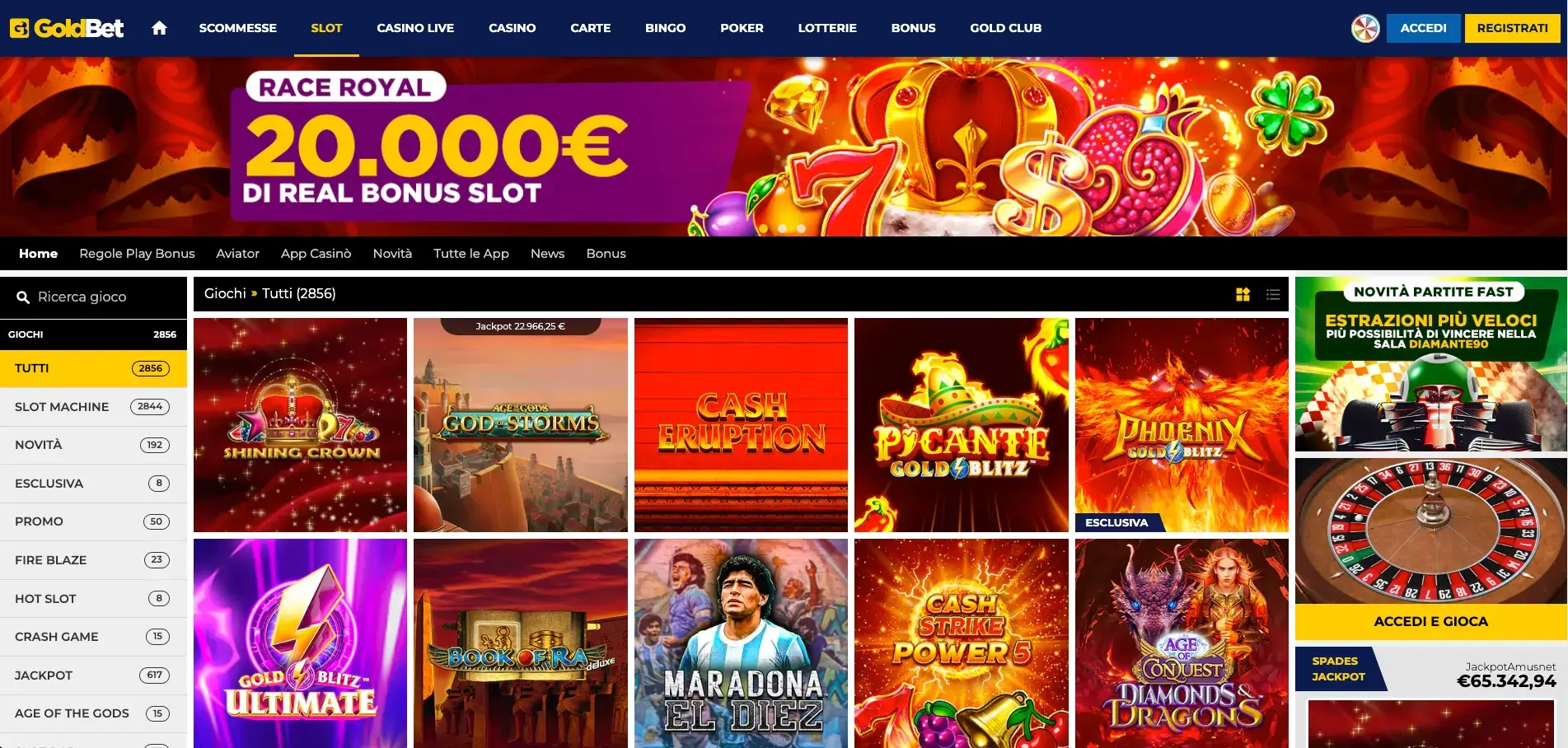 GoldBet, recensione 2025 - Fino a 2.000€ in bonus!