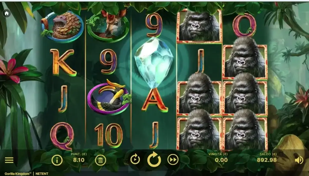 Slot Gorilla Kingdom, schermata di base