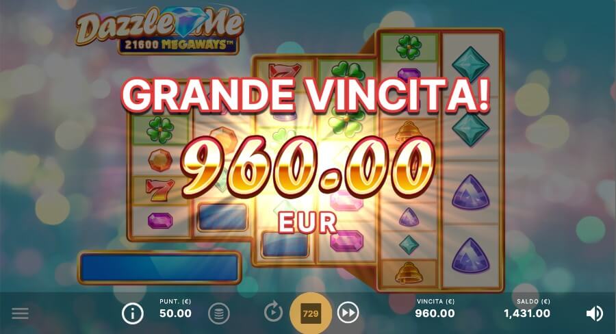 Grande vincita su Dazzle Me Megaways