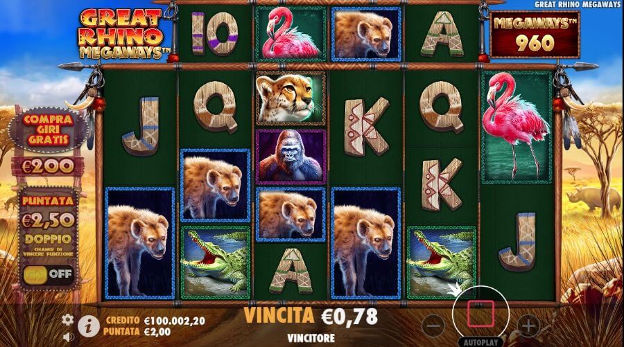 Schermata della slot Great Rhino Megaways