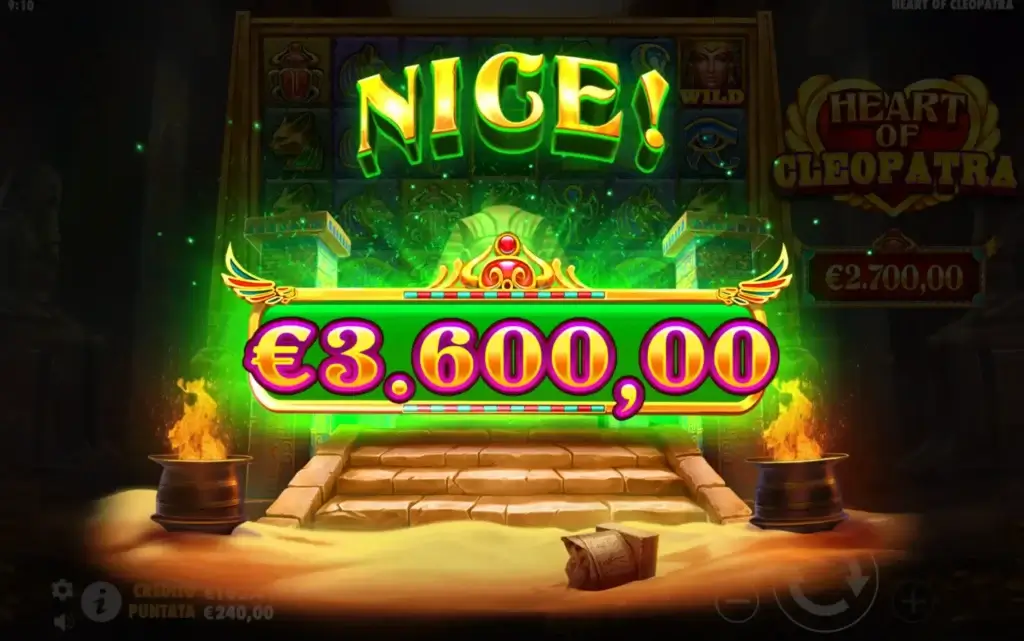 Vincita di livello alla slot Heart of Cleopatra