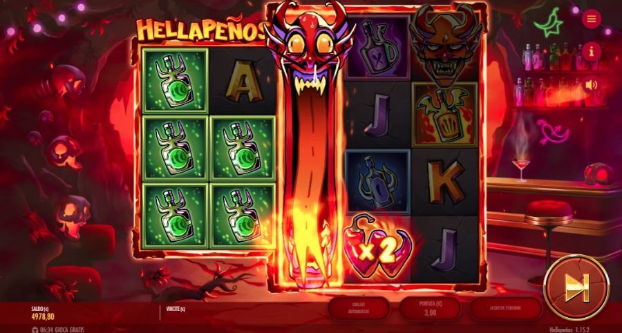 Espansione simboli nella slot Hellapenos