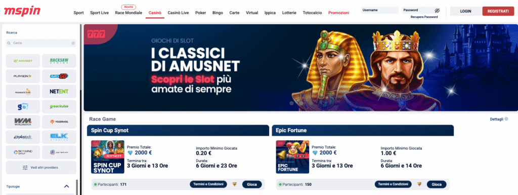 Homepage del casinò online Marathonbet
