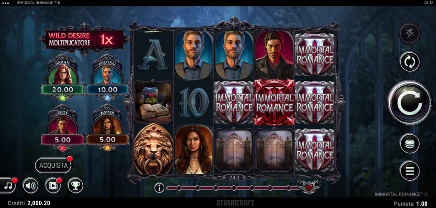 Schermata della slot Immortal Romance 2