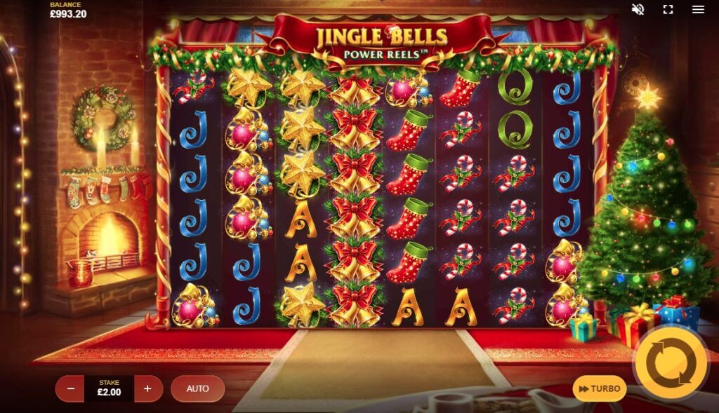 La magica atmosfera natalizia della video slot Jingle Bells Power Reels. 