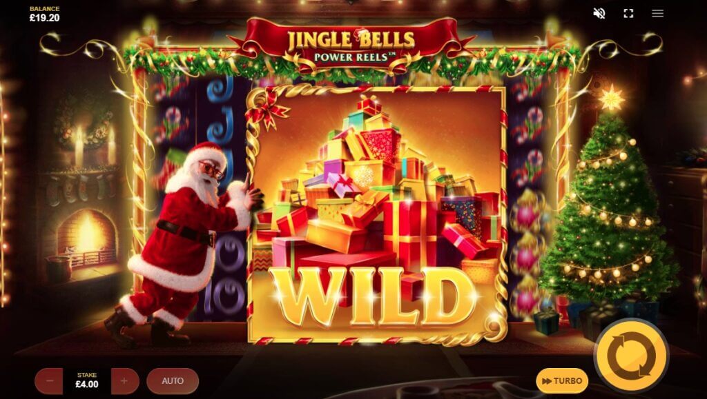 La funzione Mega Wild attivata sul gioco di slot Jingle Bells Power Reels.