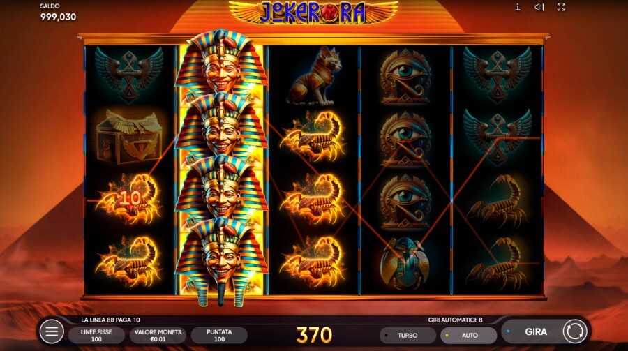 Vincita sui rulli di Joker Ra slot