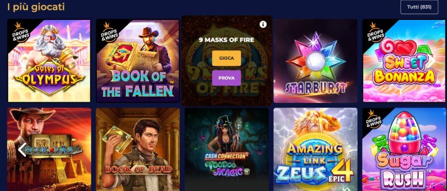 Lista dei giochi di Spin Palace