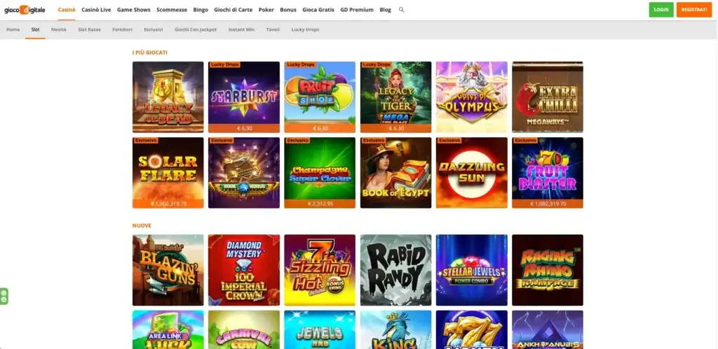 Lista delle slot online: Gioco Digitale