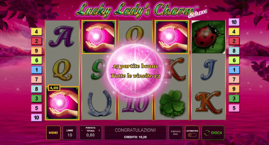 Lucky Lady's Charm Deluxe gameplay e funzioni speciali
