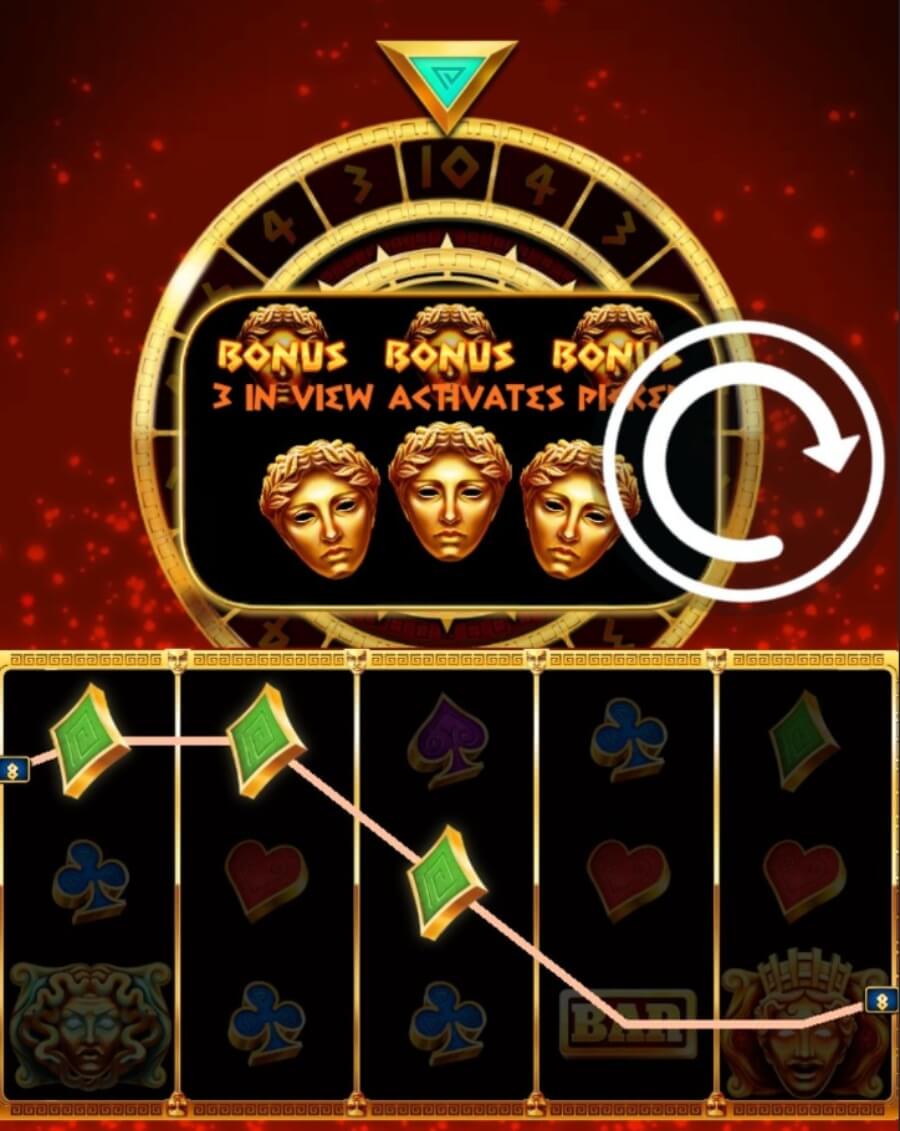 Schermata gioco mobile slot Masks of Medusa