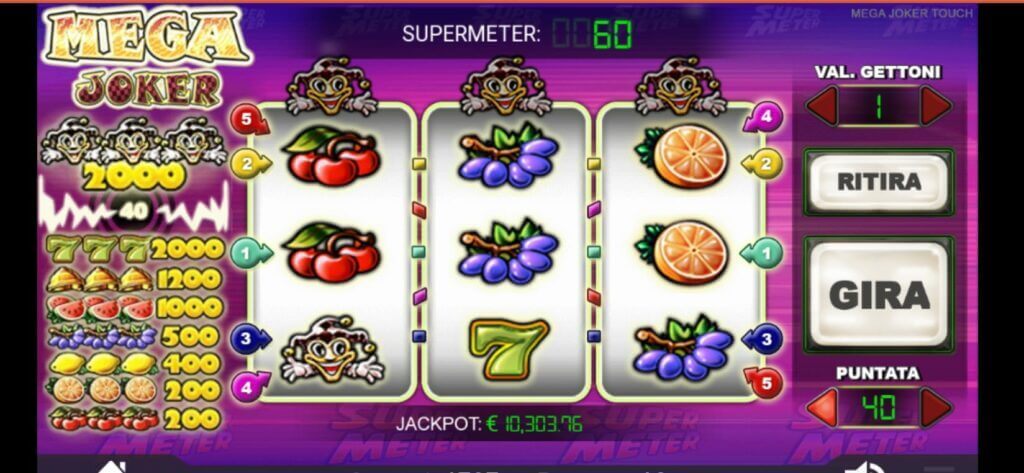 Schermata di gioco di Mega Joker