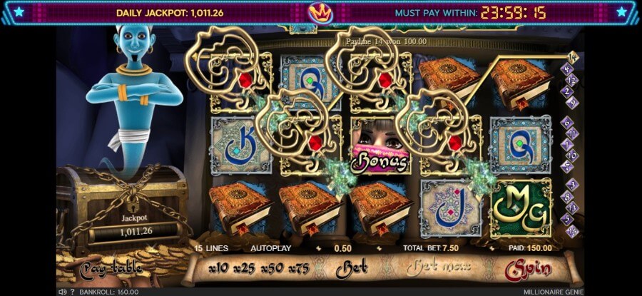 Slot Millionaire Genie: giocata sui rulli
