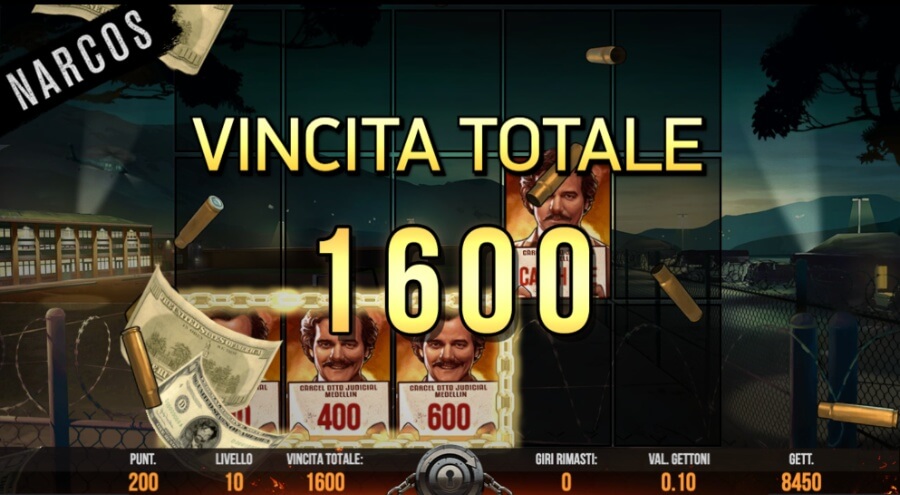 Vincita ai free spin della slot Narcos