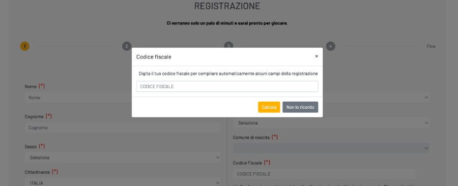 Processo di registrazione al casino Netwin