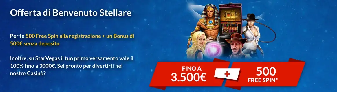 Offerta di benvenuto per casinò di StarVegas.it