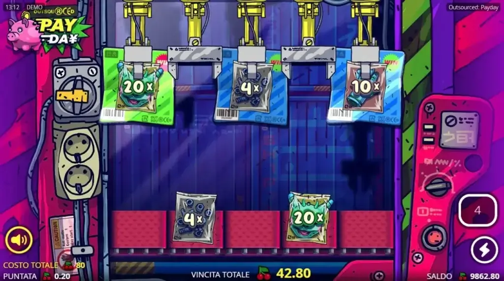 La funzione Claviest Spins nella video slot Outsourced: PayDay