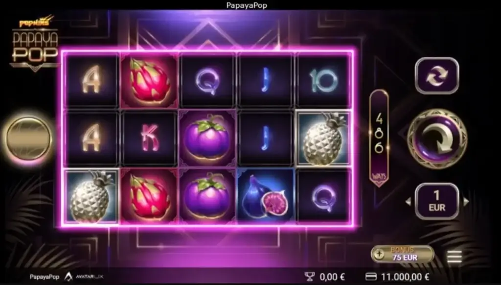 Schermata di gioco della slot PapayaPop
