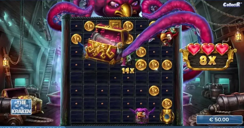 La funzione "The Kraken" nella slot digitale Pirots 5