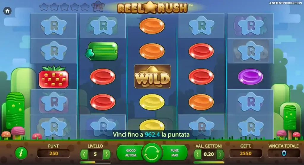 Schermata standard della slot Reel Rush