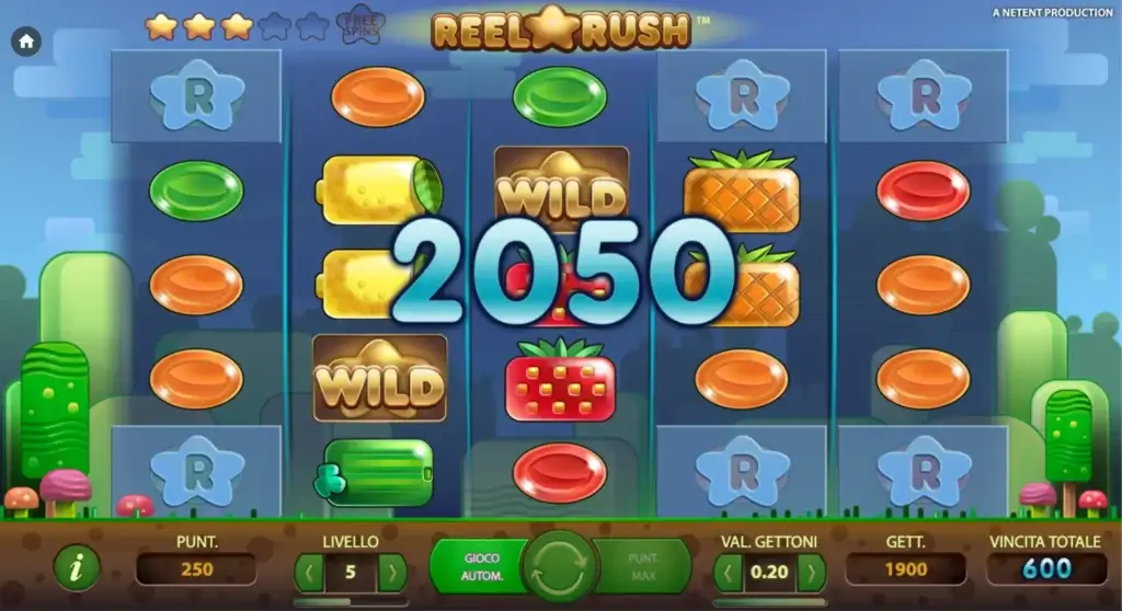 Vincita di livello su Reel Rush slot