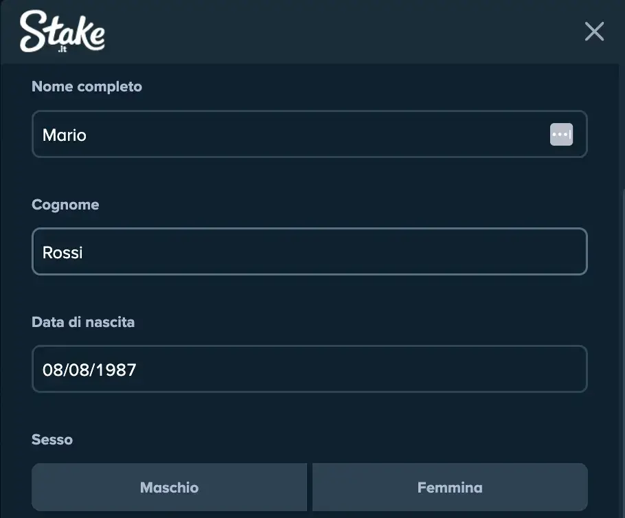 Procedura di apertura conto: casino online Stake