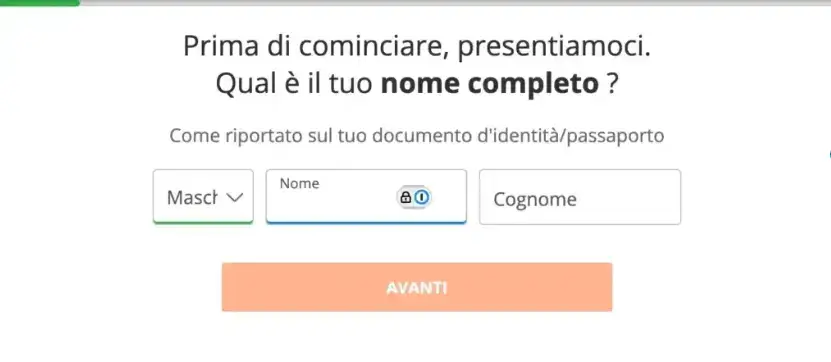 Pannello di creazione account su Gioco Digitale