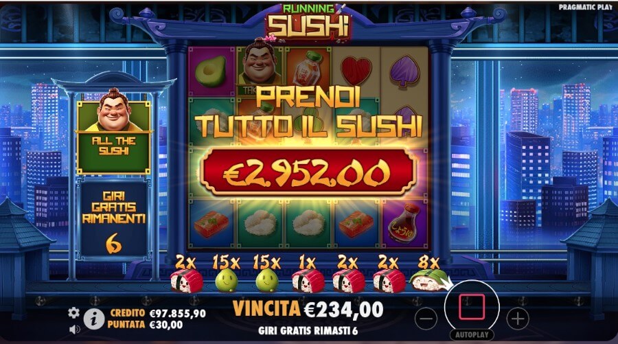 Funzione speciale di Running Sushi slot