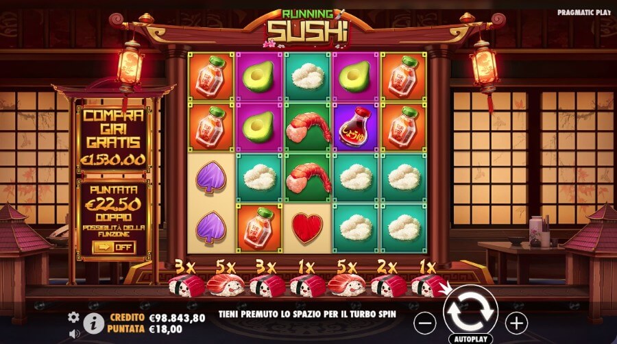 Schermata di gioco di Running Sushi