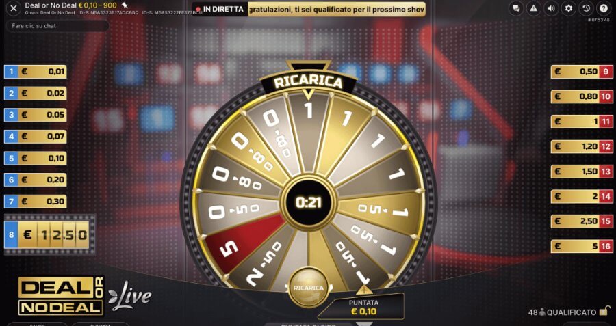 Ruota ricarica Deal or No Deal Live