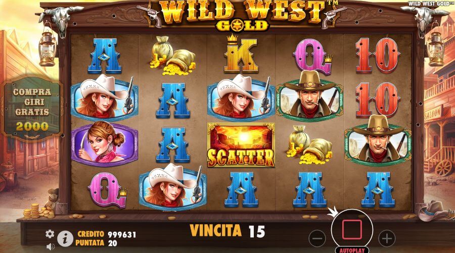 Schermata della slot Wild West Gold