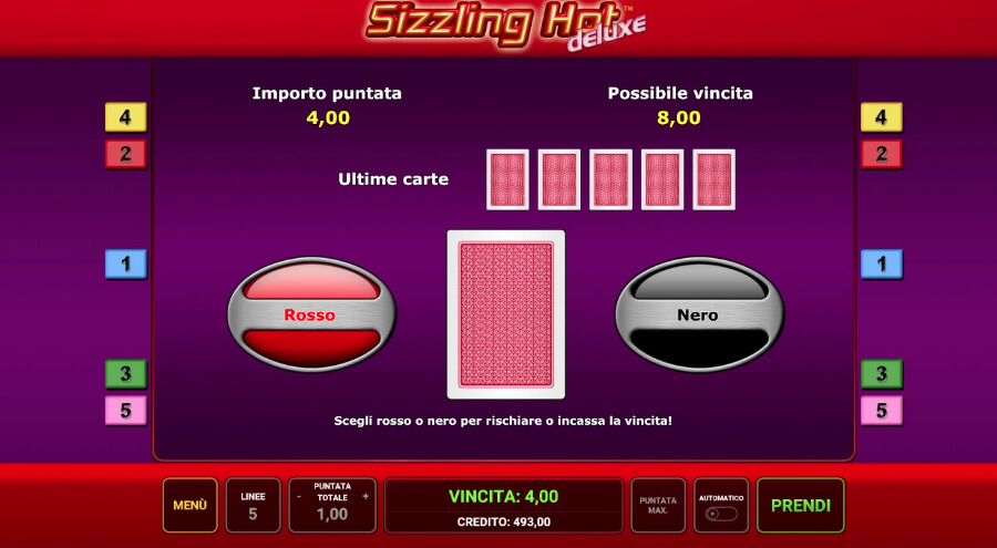 Funzione rischio slot Sizzling Hot Deluxe