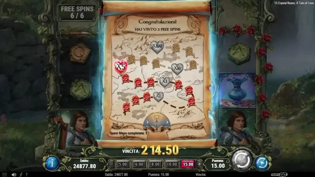Free spins nella slot 15 Crystal Roses: a Tale of Love