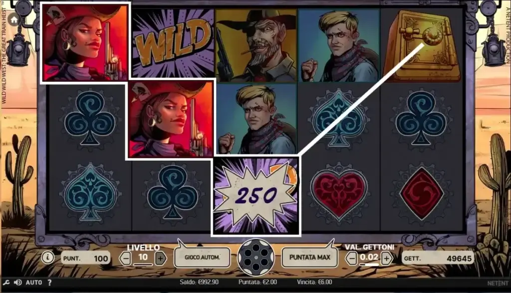 Rulli della slot Wild Wild West: The Great Train Heist