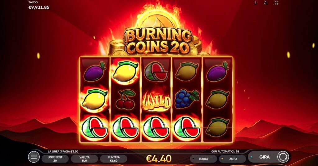La slot digitale Burning Coins 20