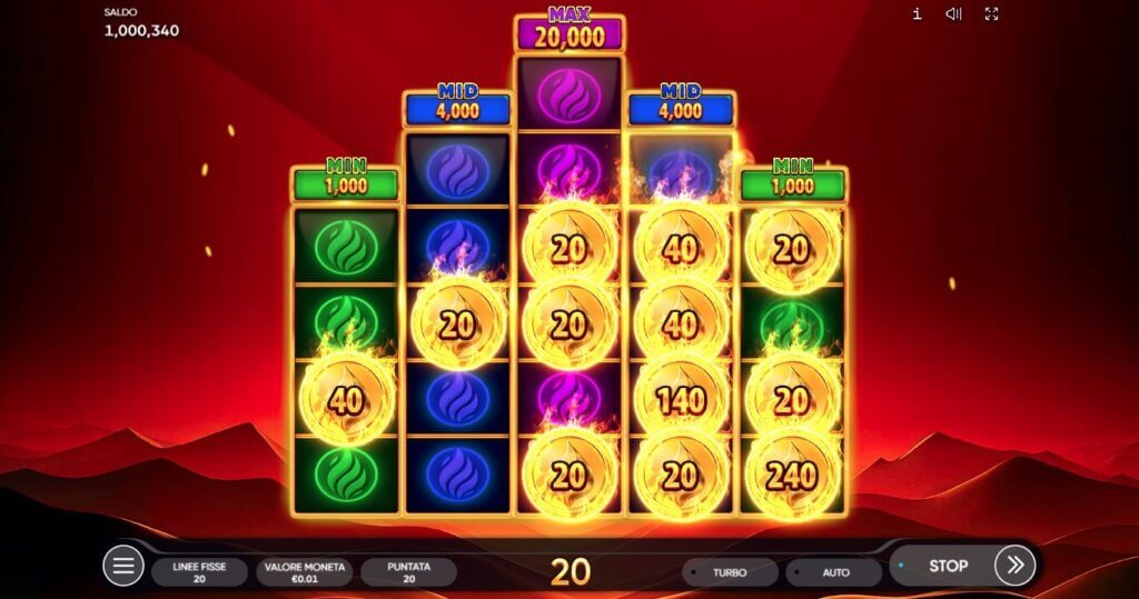 Il bonus game Fortuna infuocata nella video slot Burning Coins
