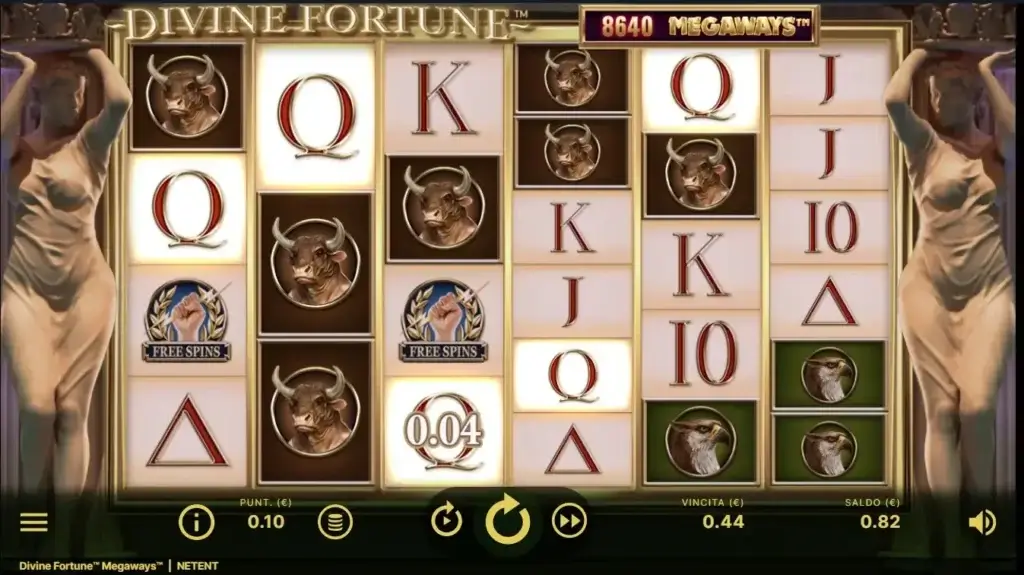 Slot Divine Fortune: schermata di gioco