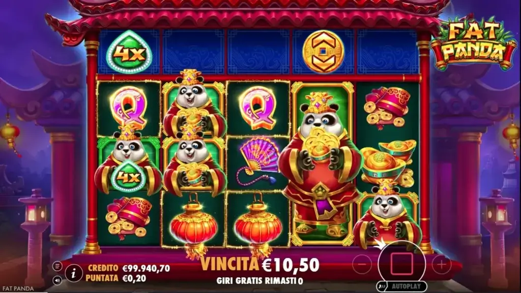 Giri gratuiti e modificatori in funzione sulla slot digitale Fat Panda