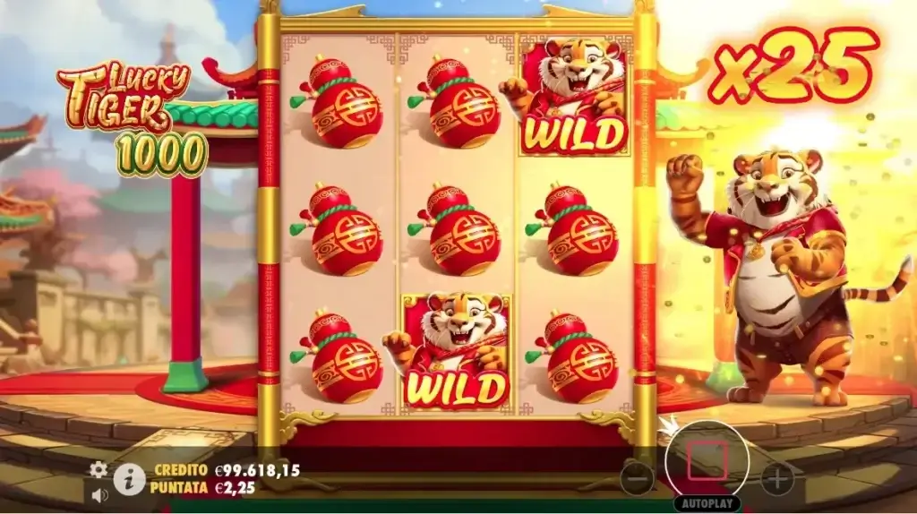 Moltiplicatore e respin in azione sulla slot online Lucky Tiger 1000