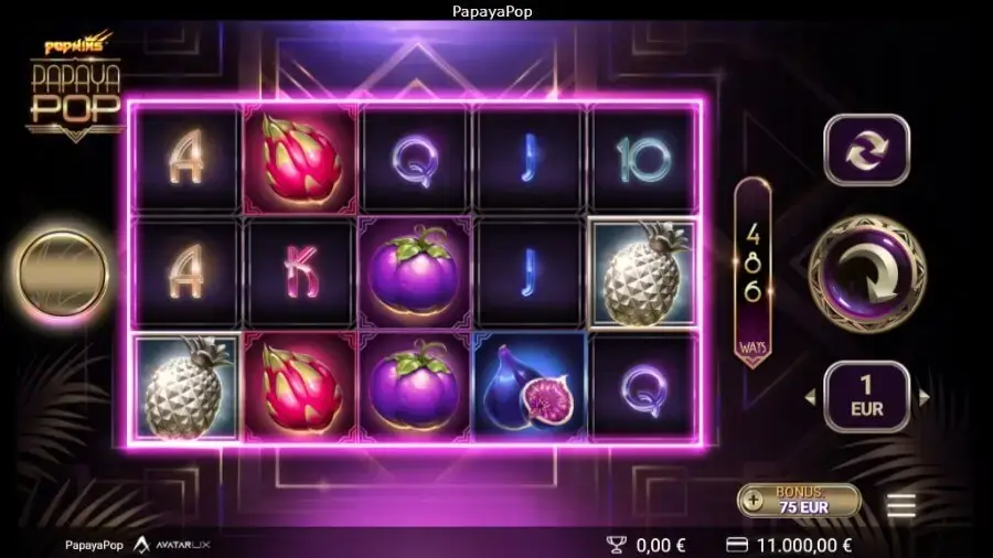 Schermata di gioco della slot PapayaPop