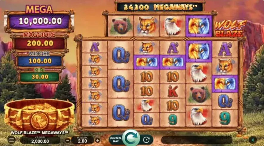 Schermata della slot Wolf Blaze Megaways