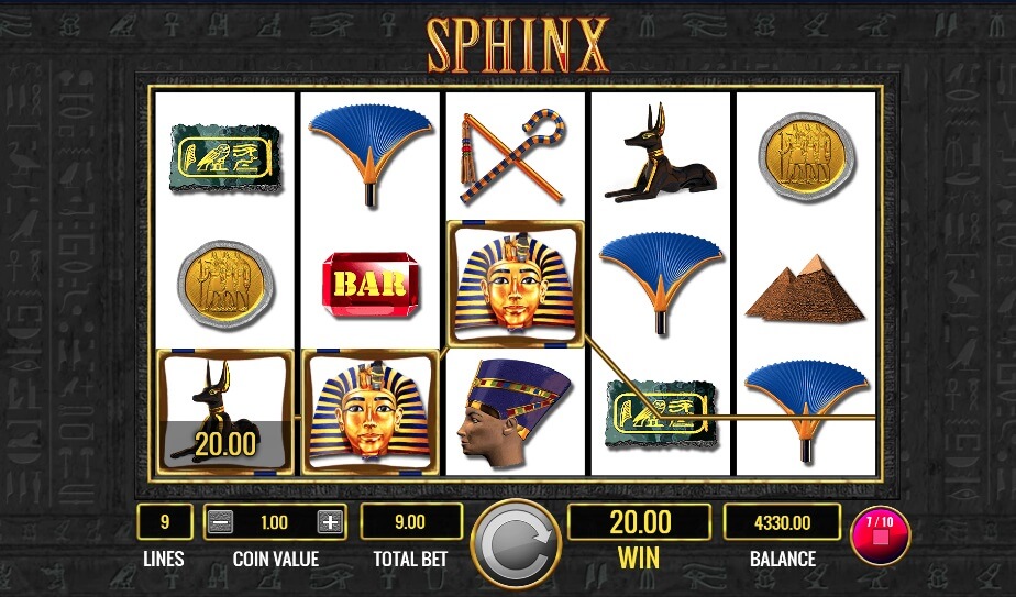 Vincita con simboli Wild sulla slot online Sphinx. 