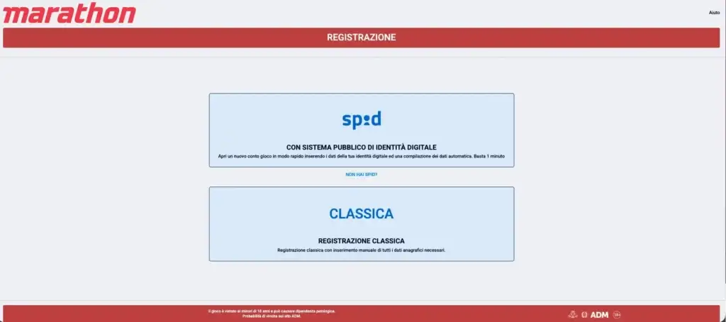 Registrazione SPID Marathonbet casinò