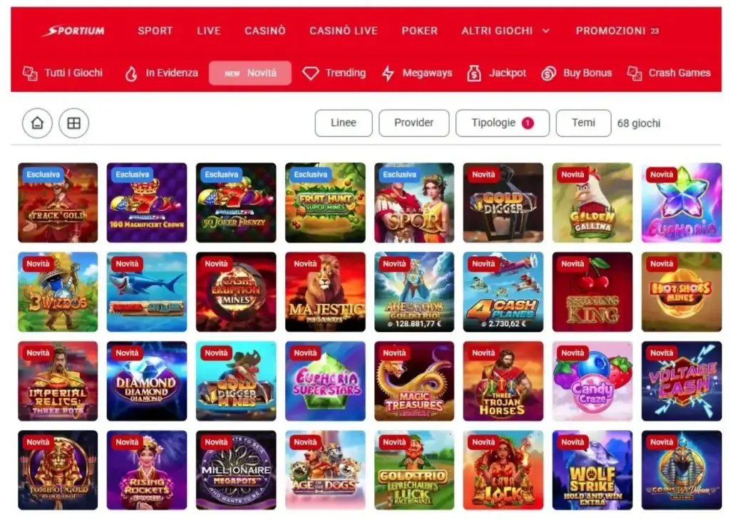I giochi di Sportium casino