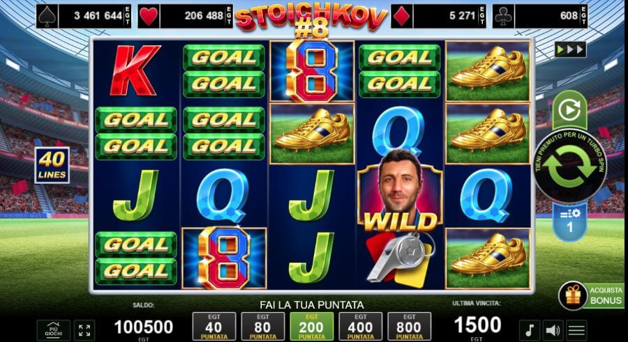Schermata di gioco della slot Stoichkov #8