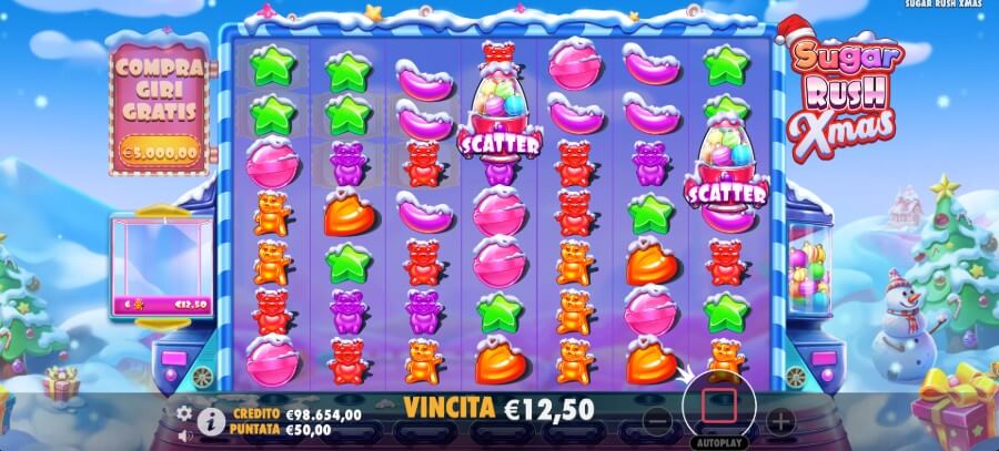 Gioco di base della slot natalizia Sugar Rush Xmas