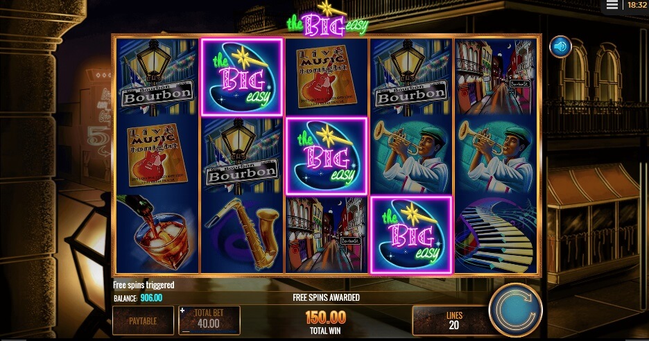 Ha inizio una sequenza vincente sul gioco di slot online The Big Easy con tre simboli Wild.